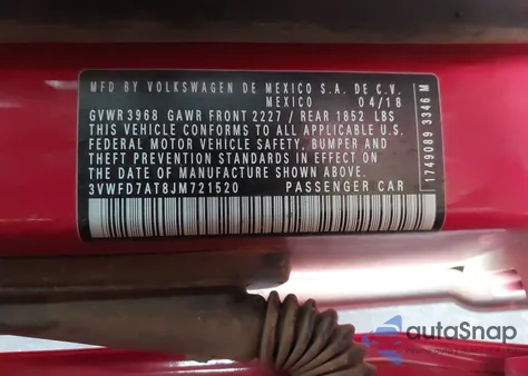 2018 Volkswagen Beetle 2.0T Coast/2.0T S z USA, uszkodzony, nr VIN 3VWFD7AT8JM721520